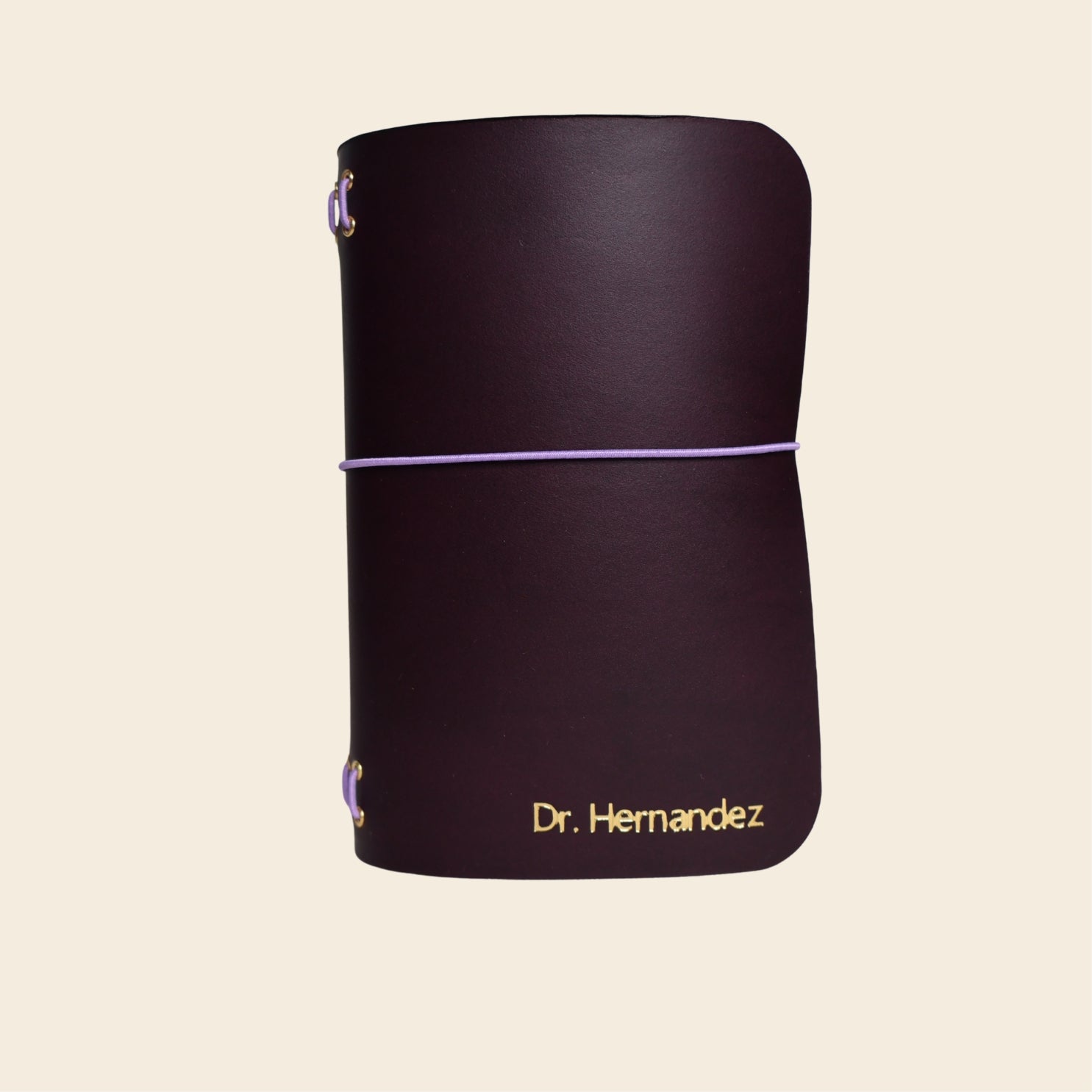 Violet with purple accents and 'Dr. Hernandez' gold branding on a beige background
