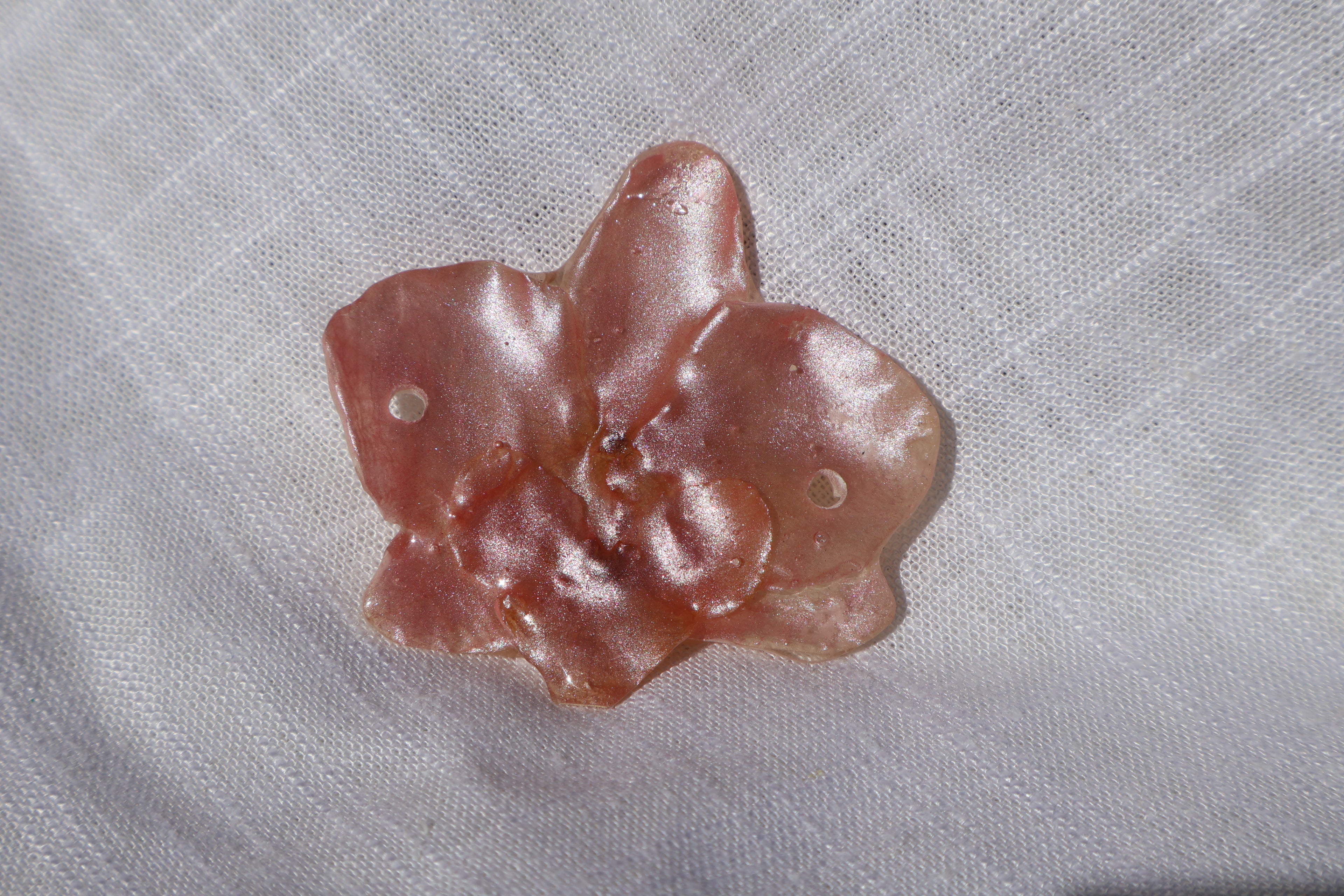 Mini Pink Pearl Orchid Charm