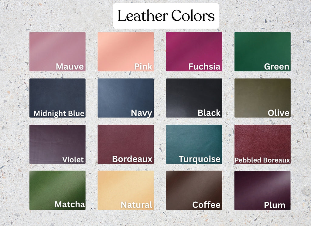 color swatches of leather colors