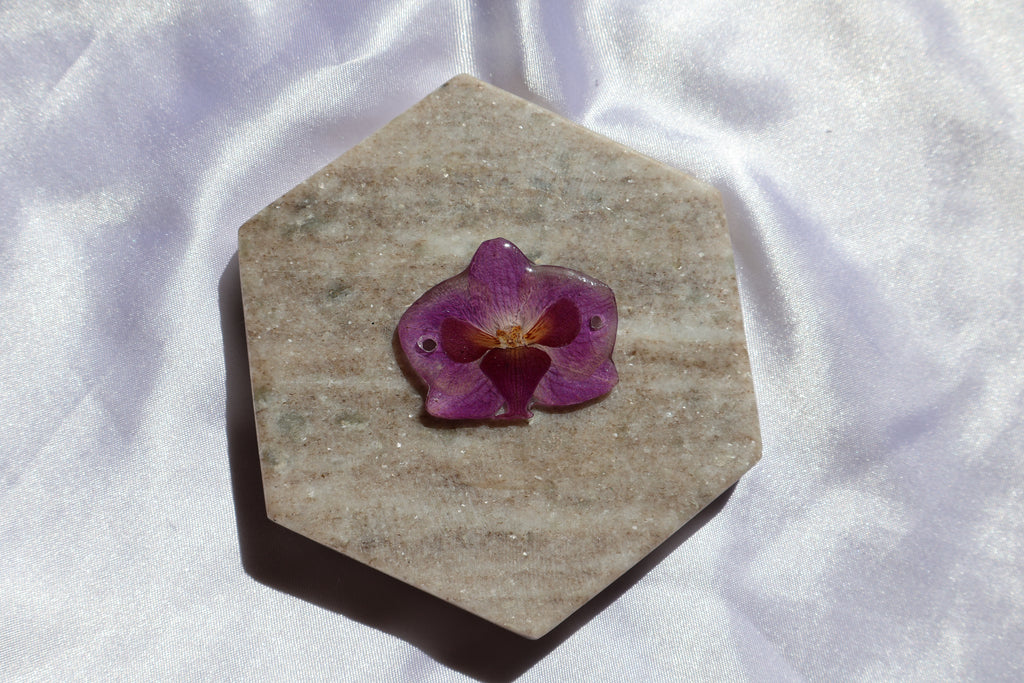 Mini Purple Orchid Journal Charm – Handmade Botanical Notebook Accessory