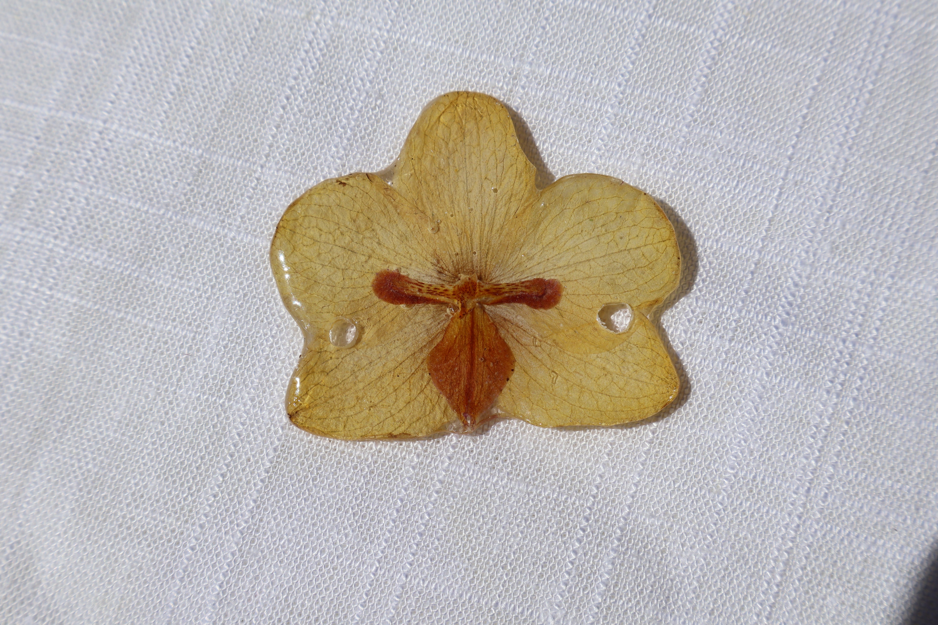 Mini Yellow Orchid Charm – Real Pressed Orchid Resin Charm
